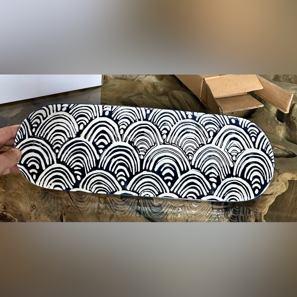 ‼️RARE‼️🎸Short Stories🎸🔥NWT🔥Ceramic Tray in Navy Blue - Picture 8 of 16